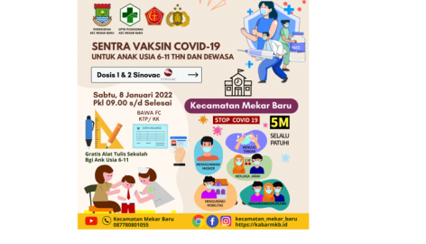 Pemerintah Kecamatan Mekar Baru Kembali Buka Sentra Vaksin Covid-19