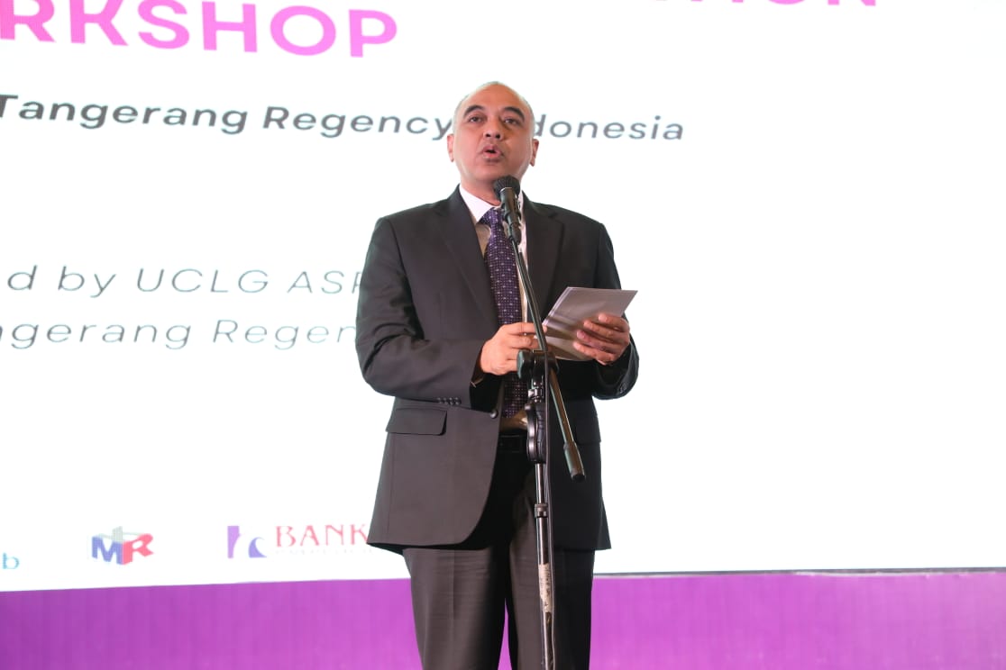Bupati Tangerang, Ahmed Zaki Iskandar, saat memberi sambutan di pembukaan Workship UCLG ASPAC